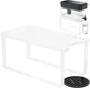 Water Filter Dispenser Stand with Drip Tray - 7.9''W x 14.9''D x 7''H, Metal Stand Designed for Brita Water Filter, Compatible with ZeroWater, PUR, Waterdrop etc - White