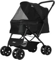 Pet Stroller Pram Dog Carrier Trailer Strollers 4 Wheels Foldable Large, Dog Str
