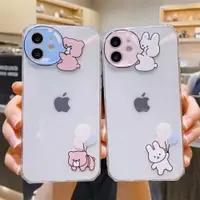 在飛比找ETMall東森購物網優惠-創意可愛熊兔吹泡泡iphone14/13手機殼適用蘋果11保