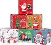 YSHIGUING 24Pcs Christmas Sweet Boxes Small Gift Boxes for Presents Square Paper Candy Bags Favors Treaters for Xmas Party Supplies Foldable Empty Sugar Packs for Cookie Chocolate Cupcakes Cute Cartoon New Year