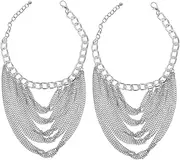 [Holibanna] 2pcs Punk Ankle Chains: Multi-layer Tassel High Heel Anklet Geometric Metal Chain Shoe Charms for Sneakers Heels Boots Women’s Footwear Decoration