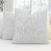 Throw Pillow Covers 18X18 Set of 2, Boho 18" x 18" (Pack of 2) Grey White