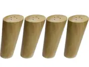 Wood Furniture Legs 4" Sofa Set 4 Pack Natural Color Mid Century Replacement