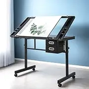 Drawing Desk Drafting Table Black Adjustable Art Studio Furniture Home Office