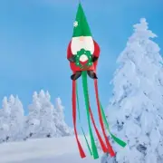 4 Foot Delightful Holiday Gnome w/ Wreath Christmas Garden Streamer Windsock