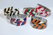 Bangle Bracelet Lot Woman Open Hinge Colorful Bangle Lot of 5