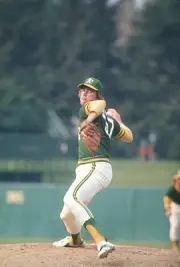 Glenn Abbott Oakland Athletics pitches v the Baltimore Orioles at- 1976 Photo 1