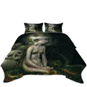 Dark Mythological Art Lamia and Skulls Coverlet