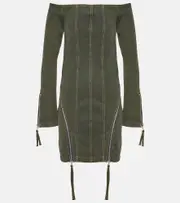 [Blumarine] Blumarine Off-shoulder denim minidress AU 8 green