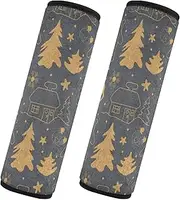 Car Seat Belt Pads 2 Piecing Soft Unique Auto Seatbelt Shoulder Pad Camera Bag Strap Cover Car Accessories for Women Men Kids M Christmas Handdrawn Winter Pattern Doodle