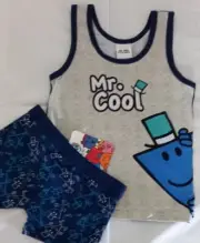 MR MEN COOL Licensed Boy 2pc singlet vest tank top trunks set NEW sz 2-3 , 3-4