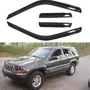 4pcs Wind Deflector, Outside Mount Tape-On Waterproof Protective Rain Guards, Sunroof Side Window Visors Compatible with 1999 2000 2001 2002 2003 2004 Jeep Grand Cherokee All Models 94650