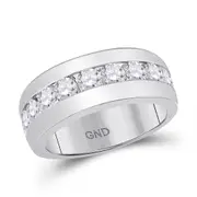 14k White Gold Round Diamond Single Row Channel-set Band Ring 2 Cttw