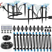 Bonviee 230FT Drip Irrigation System with Quick Connector, New Automatic Drip Irrigation Kits for Garden Raised Bed Greenhouse- A Complete Watering System with 1/4'' Tubing, Drip Emitters, Connectors