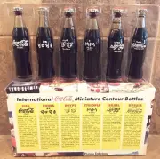 NEW Rare Vintage Coca-Cola International Miniture Contour Bottle Set 1999, 6 NIB