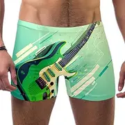 [FNETJXF] Mens Swim Briefs, Mens Bikini Swimwear, Music Cartoon Green Guitar