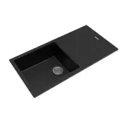 Granite Kitchen Sink - 1000 x 500mm Single Bowl with Drainer - Metallic Black