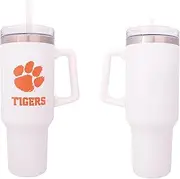 Desert Cactus Clemson University Tigers Large Insulated Stainless Steel with Handle Lid and Straw Reusable Double Walled Cup Hot and Cold Drinkware Laser Etched (40oz Rally Tumbler)