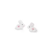 Bunny Rabbit Stud Earrings with Pink Cubic Zirconia