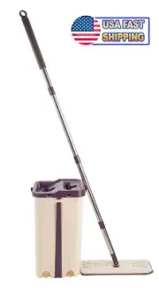 Small Self Cleaning Drying Wringing Mop Bucket System Flat Floor + Microfiber