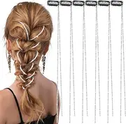 [WUSJCOF] Pack of 6 Glitter Hair Accessories - Crystal Tassel Chain, Lightweight and Elegant Hair Clips for Bride, Parties and Everyday Life, for Girls and Women