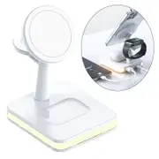 Catzon 3-in-1 Magnetic Wireless Charger Stand for iPhone 12 iWatch AirPods-White