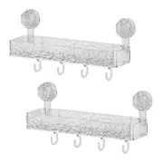 2 Piece Shower Shelf with Removable Suction Cup for Bathroom No Drilling