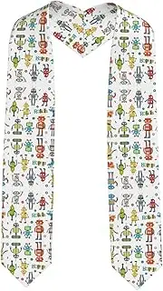 [SKKNT] Cute Cartoon Robots Print Graduation Shawl Stole For Academic Commencements Honor Sash Congratulations Gift