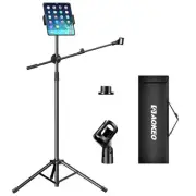 Boom Mic Stand, Microphone Stand Floor Tablet Mic Stand Tripod Adjustable 42