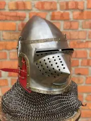 Medieval New Bacinet Monkey Helmet 14 Gauge With Chain mail Custom
