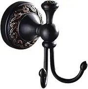 Leyden Black Brass Antique Bathroom Accessories Double Robe Hook Coat Hanger Towel Hook Clothes Hanger Robe Hook Towel Hook Oil Rubbed Bronze