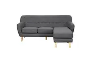 Linen Corner Sofa Couch Lounge L-shaped with Chaise - Dark Grey