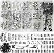 152PCS Vikings Hair Jewelry Norse Runes Tube Beads, Metal Clips Cuffs Rings, Accessories for Braids Dreadlocks Beads for Braiding Beard Decoration Bracelets Pendant Necklace DIY