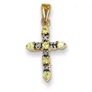 14k Peridot and Diamond Cross Pendant