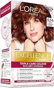 [L'Oreal Paris] Excellence Creme, 6.54 Light Copper Mahogany Brown (100 Percent Grey Coverage)