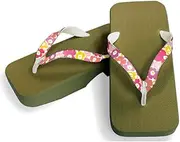 Hajime(一歩) [One Step] [Hajime] Geta Geta Clogs, Soft and Water Resistant, Made of Sponge 11.2 inches (28.5 cm), GR/Large Flower 2, Large Flower 2 (Flower 2/28.5), flower 2, 28.5 cm