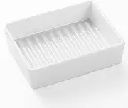 White Rectangle Soap Dish - Modern Ceramic Hand Soap Holder Bar Soap Holder Soap Tray Soap Saver for Bathroom, Kitchen Sink, Shower, Countertop, Easy to Clean