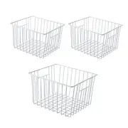 Freezer Wire Baskets Storage Organizer, 11in x 9in x 5.5in(3 Packs) White