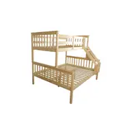 Design Square Wooden Timber Solid Pine Single Over Double Size Bunk Bed Frame - Oak