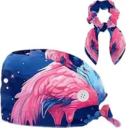 [YTYVAGT] Scrub Caps Women,Scrub Hats Suitable for Women,Colorful Animal Flamingos Art Pattern