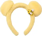 Bear Ears Headband - Cartoon Bear Headband | Cartoon Costume Hair Hoop |Animal Headband For Holiday Cosplay Makeup Costume | Stylish Yellow Bear Ears Plush Headband For Women And Men