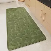 Color&Geometry Quick Dry Thin Bathroom Runner Rug- Super Absorbent, Non Slip Rubber Backing, Non Shedding, Washable Green Bath Mat Runner- 20"x47" Long Bath Mats for Bathroom Floor