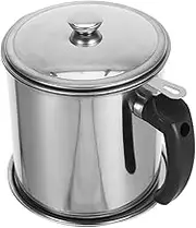 Veemoon Stainless Steel Oil Filter Can Cooking Oil Keeper with Fine Mesh Strainer Essential Kitchen Tool for and Pouring Sturdy Design for Daily Use