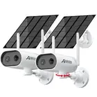 ANRAN 2 Pack 180° Pan WiFi Solar Security Camera Home Surveillance CCTV Camera