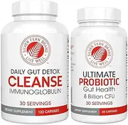 Gut Rehab Kit - Cleanse Daily Detox & Ultimate Probiotic Gut Health Supplement Combo - Immunoglobulin Detoxification Formula & Spore Forming Probiotics