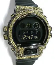 BLING-SHOCK - Custom Casio G-SHOCK DW-6900 - Blackout/Black-Chrome/Canary - NEW