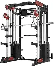 Ritkeep PMAX 5600 Pro Home Gym SmithΔ Machine, 6-in-1 Squat Rack Dual Cable Crossover Machine with 326 Weight Stacks, Training Equipment with Pulley System