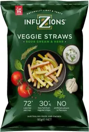 Veggie Straws Sour Cream & Herb Flavour 90G