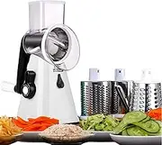 Leona Co Rotary Cheese Grater, Kitchen Cutter Slicer with 3 Interchangeable Blades, Easy to Clean Manual Food Chopper Machine for Fruit, Vegetable, Nuts