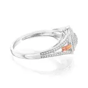 Sterling Silver & 9ct Yellow Gold Diamond Ring with 19 Brilliant Cut Diamonds, Q